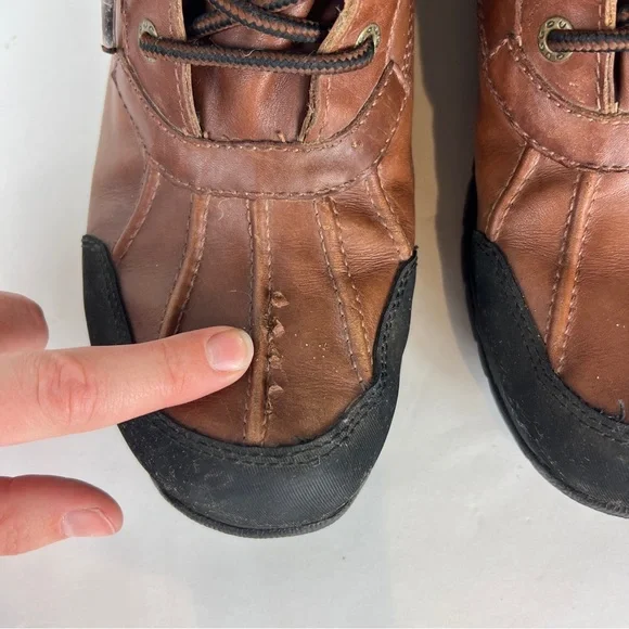 UGG men's Butte Worchester Brown Leather Waterproof Vibram Boots Mens Size 9 - Picture 3 of 13